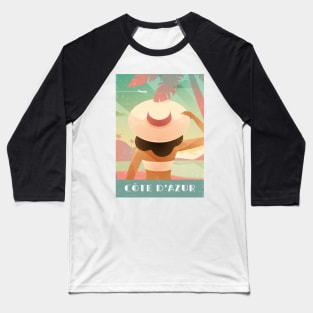 Cote d'Azur, France - Boho Retro travel poster Baseball T-Shirt